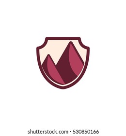Mountain Shield Vector Logo Design Element
