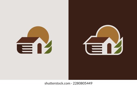 Mountain Side House Pine Tree Logo. Universal creative premium symbol. Vector sign icon logo template. Vector illustration