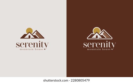 Mountain Side House Pine Tree Logo. Universal creative premium symbol. Vector sign icon logo template. Vector illustration