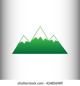 Mountain sign. Green gradient icon