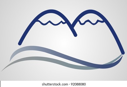 Signo de montaña con fondo gris