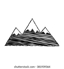 Mountain sign. Icon with scribble effect