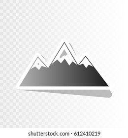 Mountain sign illustration. Vector. Blackish icon on transparent background with transition.