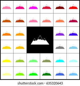 Mountain sign illustration. Vector. Felt-pen 33 colorful icons at white and black backgrounds. Colorfull.