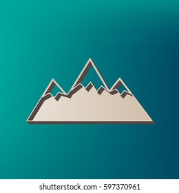 Mountain sign illustration. Vector. Icon printed at 3d on sea color background.