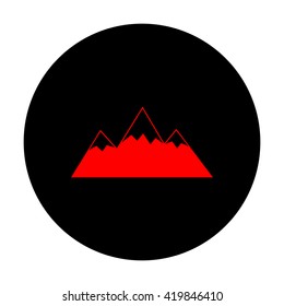 Mountain sign. Red vector icon