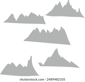 mountain  silhouette 5 pcs set vector illustration. 
Good for banner, poster, greeting card, party card, invitation, template, advertising, campaign, and social media. 
