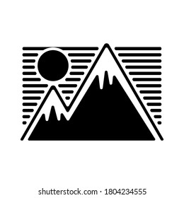 Mountain silhouette black white vector illustration landscape element design