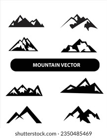 Mountain silhouette, blue and black rocky mountain illustration,vector design, sign,symbol, outdoor, bundle.