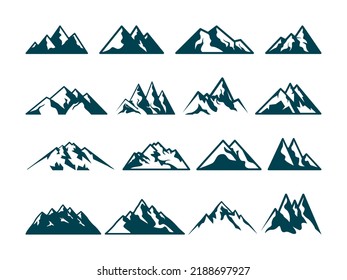 Mountain silhouette, blue rocky mountain illustration,vector design, sign,symbol, outdoor, bundle.