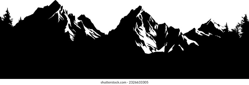 Mountain silhouette border. Vectot design element