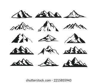 Mountain Silhouette Clipart isolated on white background.