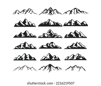 Mountain Silhouette Clipart isolated on white background.