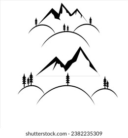 Mountain Silhouette Clipart isolated on white background.