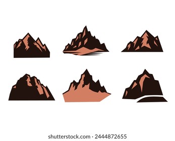 mountain silhouette, collection of rocky mountain silhouettes, bundle vector 