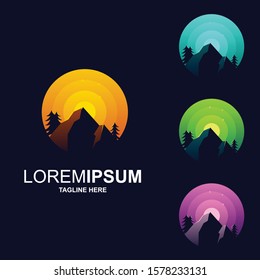 mountain Silhouette colorful logo vector 