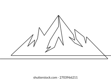 Mountain silhouette continuous one line minimalist outline clean vector design