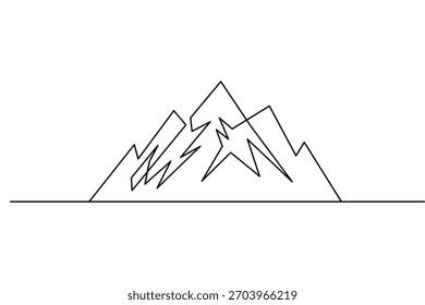 Mountain silhouette continuous one line minimalist outline clean vector design