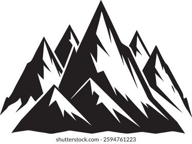 Mountain silhouette Design Simple Black and White with Sharp and Clean Lines 