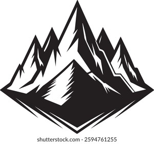 Mountain silhouette Design Simple Black and White with Sharp and Clean Lines 