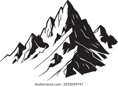 mountain, silhouette, Design, Vector, outdoor, elements, peaks, landscape, Sharp and Clean Lines