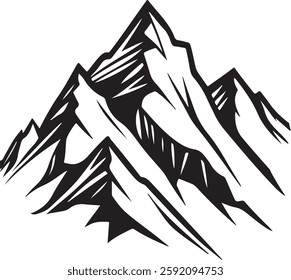 mountain, silhouette, Design, Vector, outdoor, elements, peaks, landscape, Sharp and Clean Lines