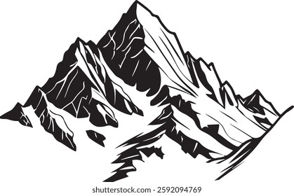 mountain, silhouette, Design, Vector, outdoor, elements, peaks, landscape, Sharp and Clean Lines