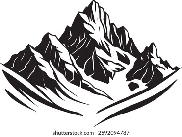 mountain, silhouette, Design, Vector, outdoor, elements, peaks, landscape, Sharp and Clean Lines