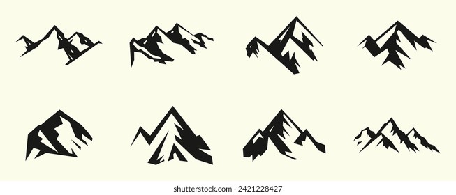 mountain silhouette element vector illustration, mountain shapes logo icon, peak, isolated on white background