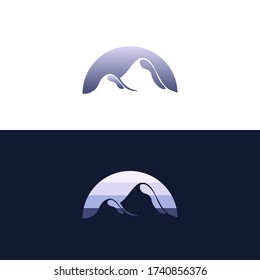 Fondo de color completo de la silueta de montaña para logotipo, marca, icono