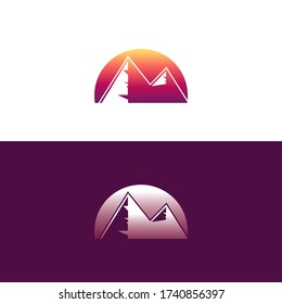 Fondo de color completo de la silueta de montaña para logotipo, marca, icono