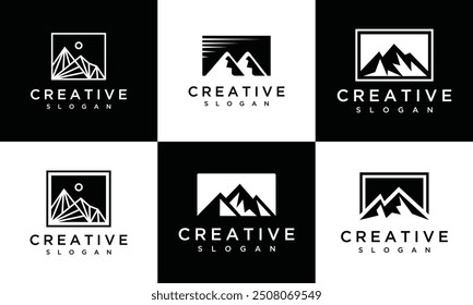 Mountain silhouette icon vector collection for logo	