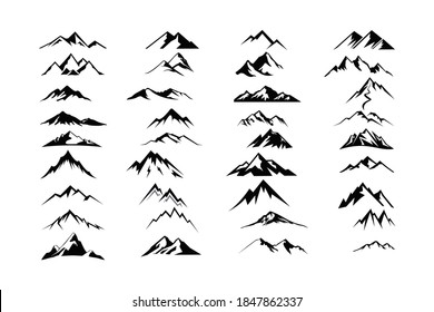 mountain silhouette icon vector set for logo