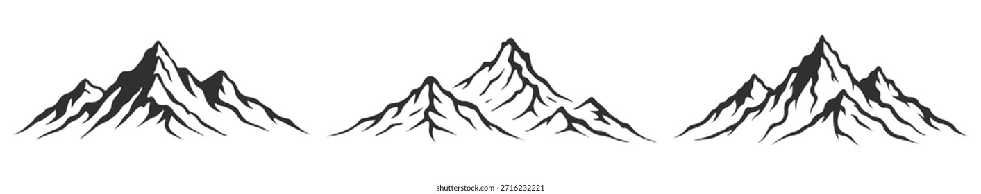 Mountain silhouette icon vector set. Logo set mountain vector. Hike, travel illustration sign collection.