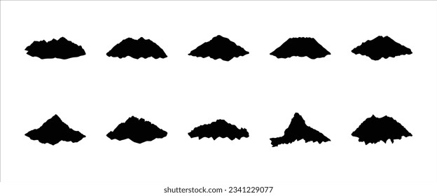Conjunto de vectores de iluminación de silueta de montaña