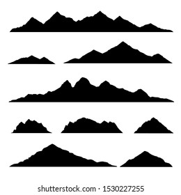 Mountain silhouette. Isolated set elements mountain landscape. Vector illustration.