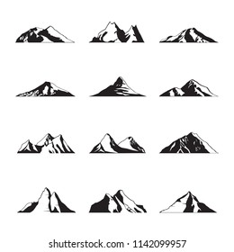 Mountain Silhouette Landscape Icon Peak Illustration Set