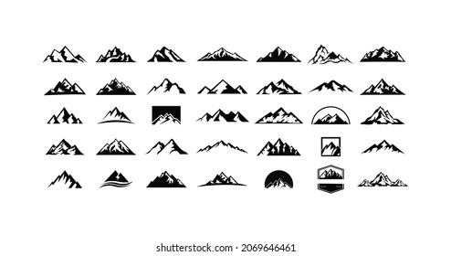 Mountain Silhouette Landscape Icon Peak Illustration Set