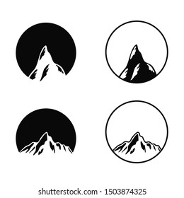 Mountain silhouette logo design in black color. Eps 8 compatible. no gradient. no transparency - vector