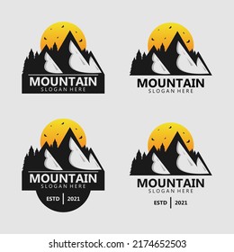 Mountain silhouette logo design vector