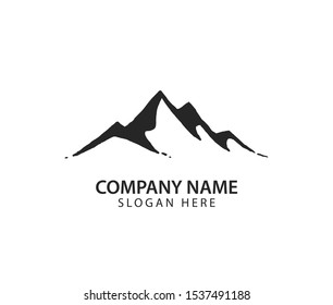 Mountain silhouette logo vector with hand drawn