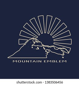 Mountain silhouette. Minimal abstract emblem template. Outdoor icon of the mountain tops. Camping mountain travel label, climbing or hiking badge.