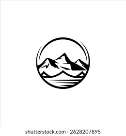 Silhueta de montanha. Vetor de ícone de montanhas.  Ícone ou logotipo das montanhas rochosas.