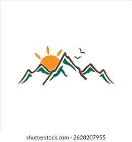Mountain silhouette. Mountains icon vector.  Rocky mountains icon or logo.