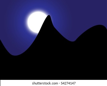 Mountain silhouette at night