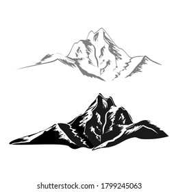 Mountain silhouette on white background. Vector illustration