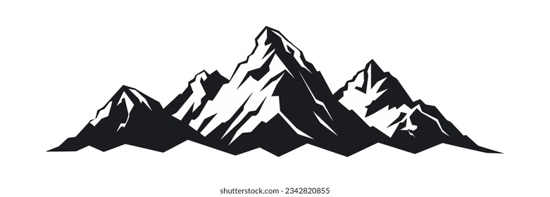 Mountain silhouette on white background. Vector illustration