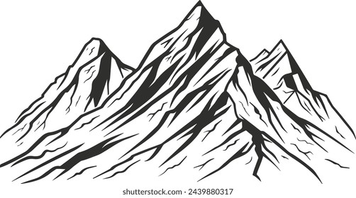 Bergsilhouette auf weißem Hintergrund. Vektorgrafik