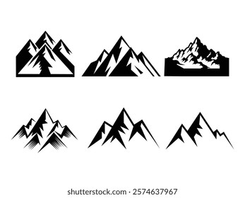 Mountain silhouette on a white background.
