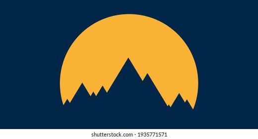 Mountain silhouette over sun vector illustration